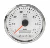 Тахометр 0-7000 об/мин с аварийной сигнал., делитель 1-10, белый циферблат, нержавеющий KY07123