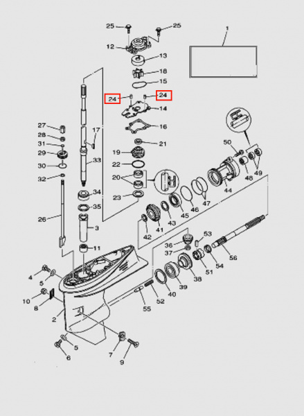 Направляющая корпуса помпы Yamaha 40-50 PNFM40E17024
