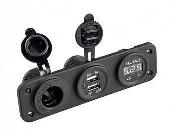 Панель с USB-разъемом 5в 2.1А, прикуривателем и вольтметром AD7-1011/2013/4010