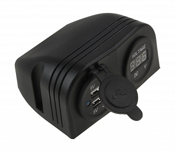 Разъем USB 5В 3.1А и цифровой вольтметр для крепления на приборную панель AES121440UV
