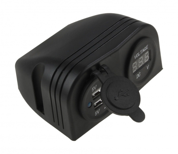 Разъем USB 5В 3.1А и цифровой вольтметр для крепления на приборную панель AES121440UV