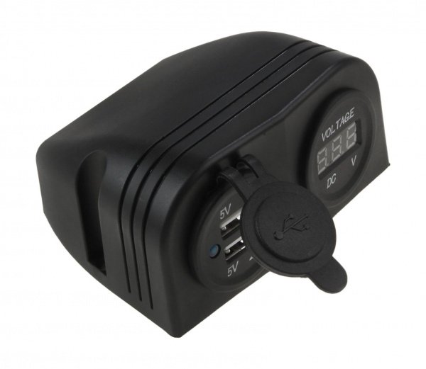 Разъем USB 5В 3.1А и цифровой вольтметр для крепления на приборную панель AES121440UV